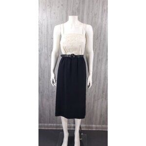 Vintage 40s 50s Dress Faux Wrap Linen Embroidery Cocktail Tea Party